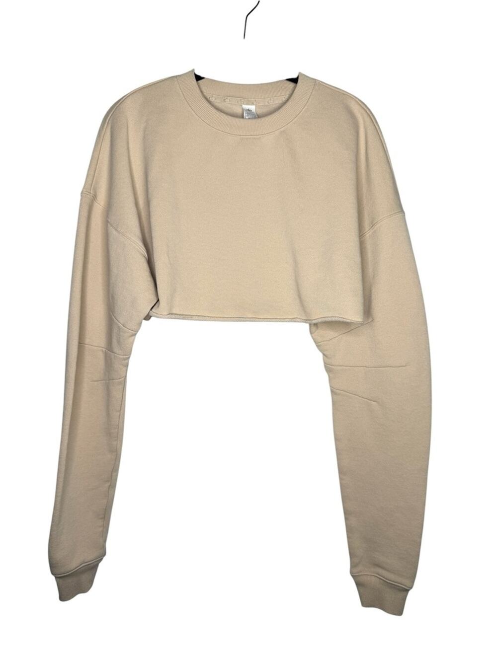 ALO / cream tan extreme cropped pullover crewneck sweatshirt / XS